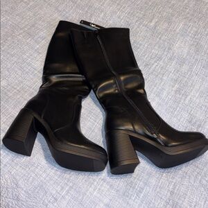 Athlefit Black Knee High Platform Boots